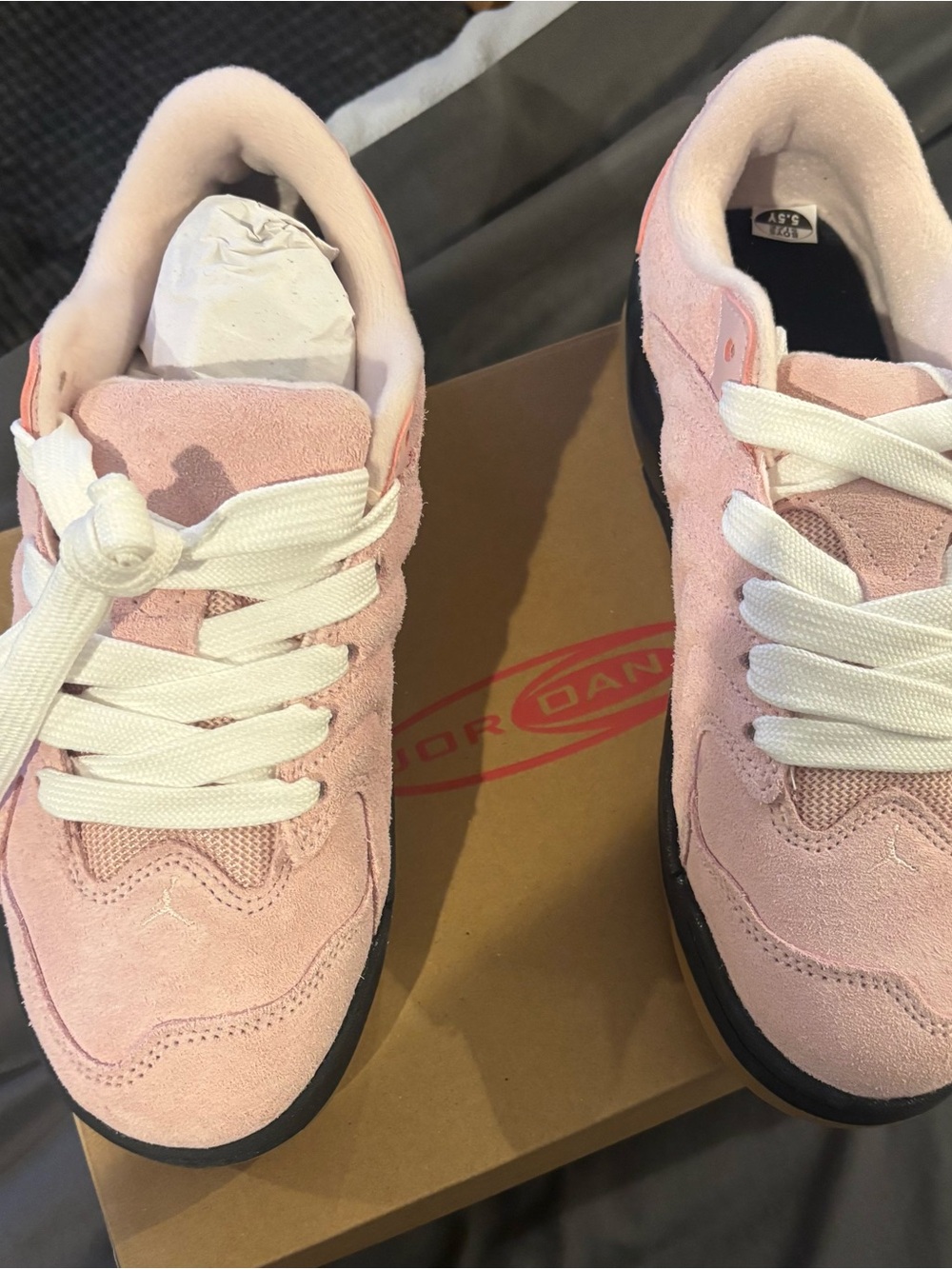 Jordan Kids Pink Suede Sneakers with Black Outsole